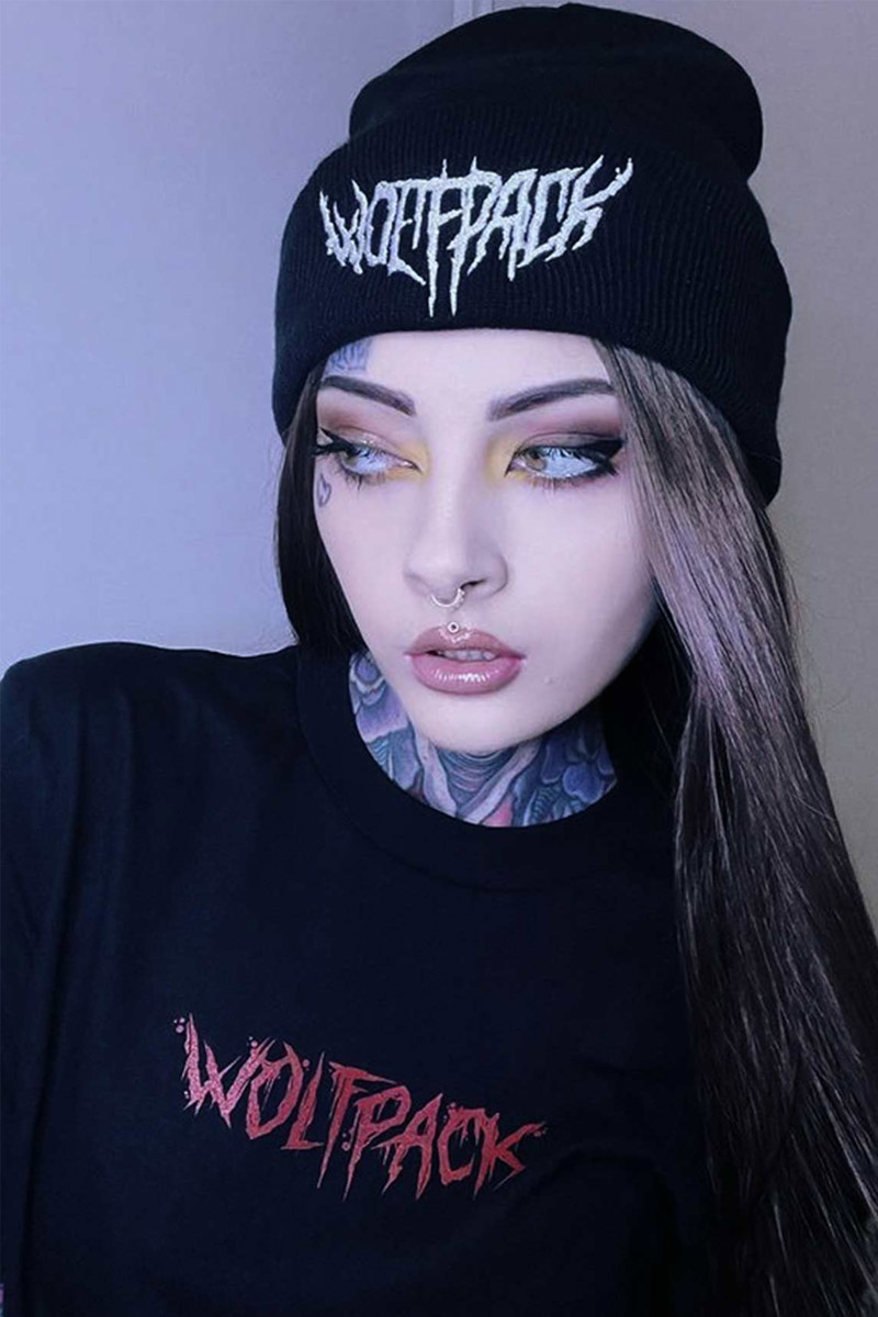 【BLACKPURPLE】24FW★ Heart-chu Crystal Beanie METAL BEANIE | Wolfpack Clothing